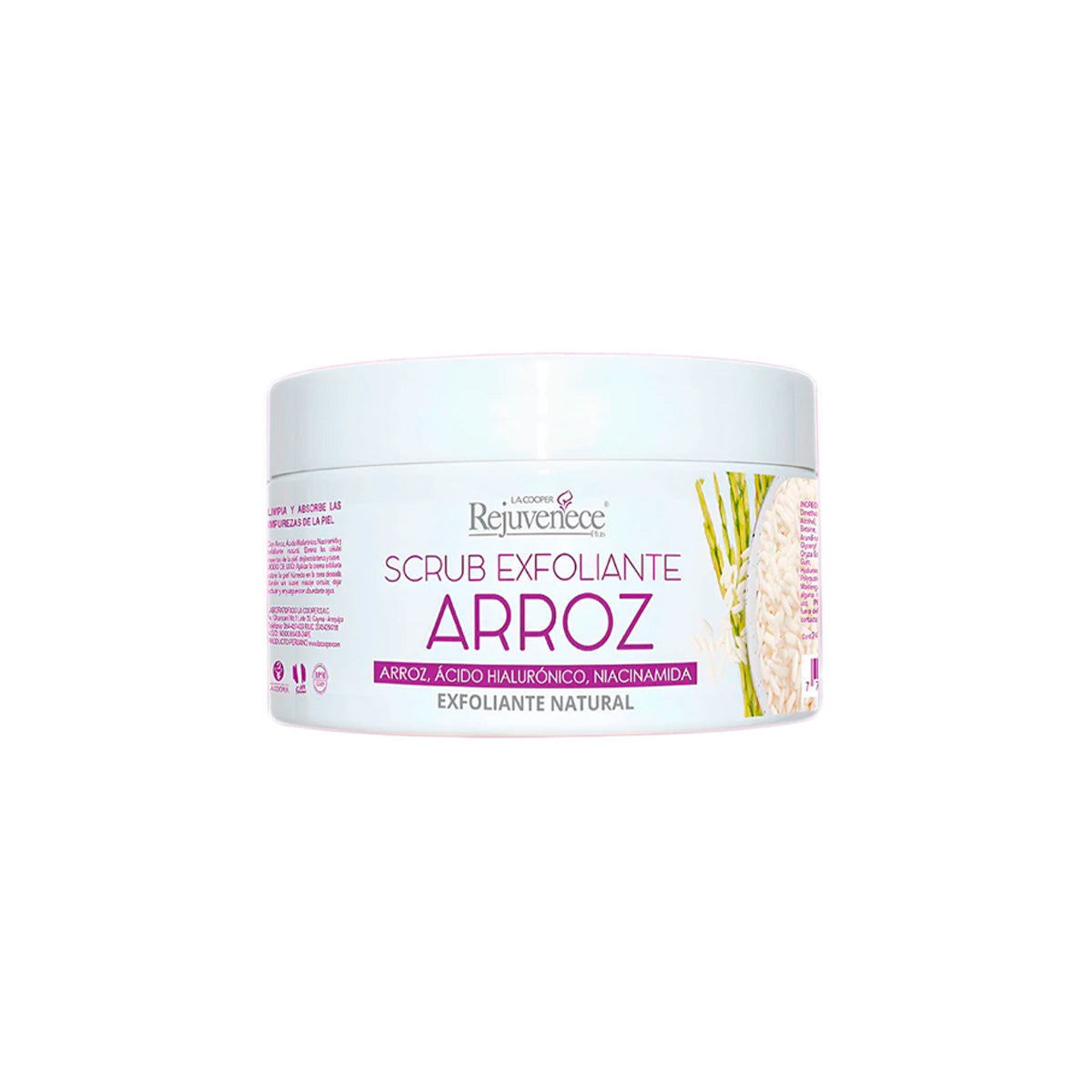 SCRUB EXFOLIANTE CON ARROZ + HIALURÓNICO Y NIACINAMIDA X 240G - LA COOPER