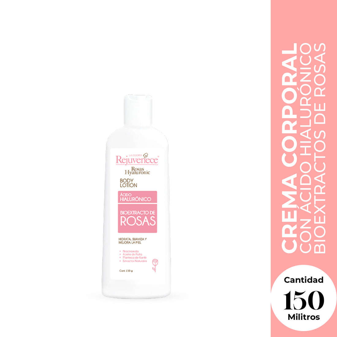 Crema Corporal con Ácido Hialurónico y Bioextracto de Rosas 150gr - LA COOPER