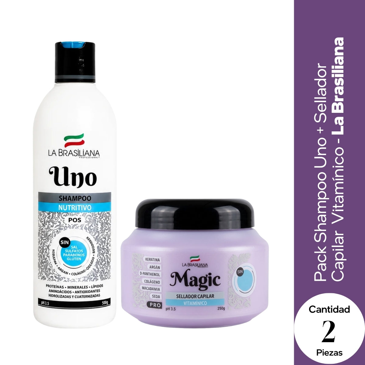 La Brasiliana Pack Shampoo Uno + Máscara Reconstructora