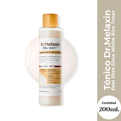 TÓNICO PEEL SHOT GLOW WHITE RICE TONER 200ML - DR. MELAXIN