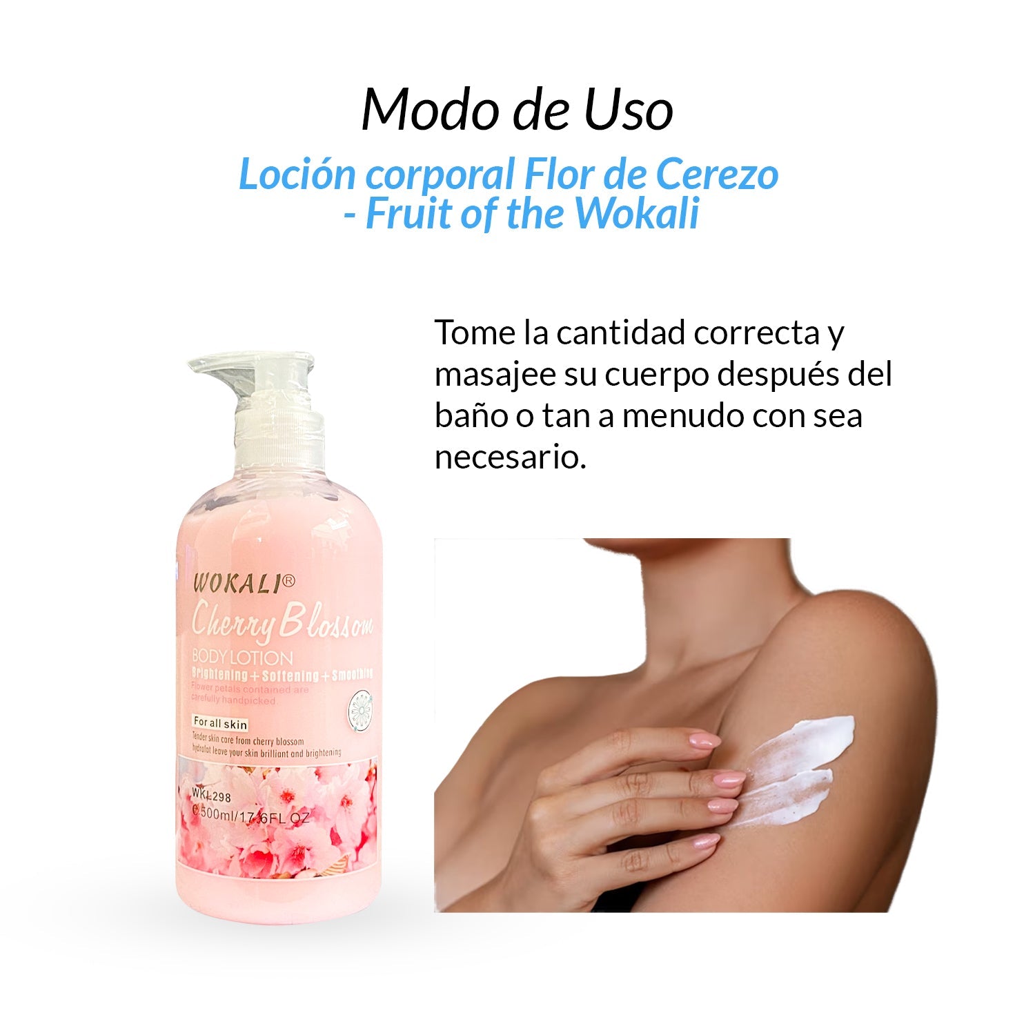 FRUIT OF THE WOKALI – Loción corporal suavizante e hidratante – Flor de Cerezo 500ml