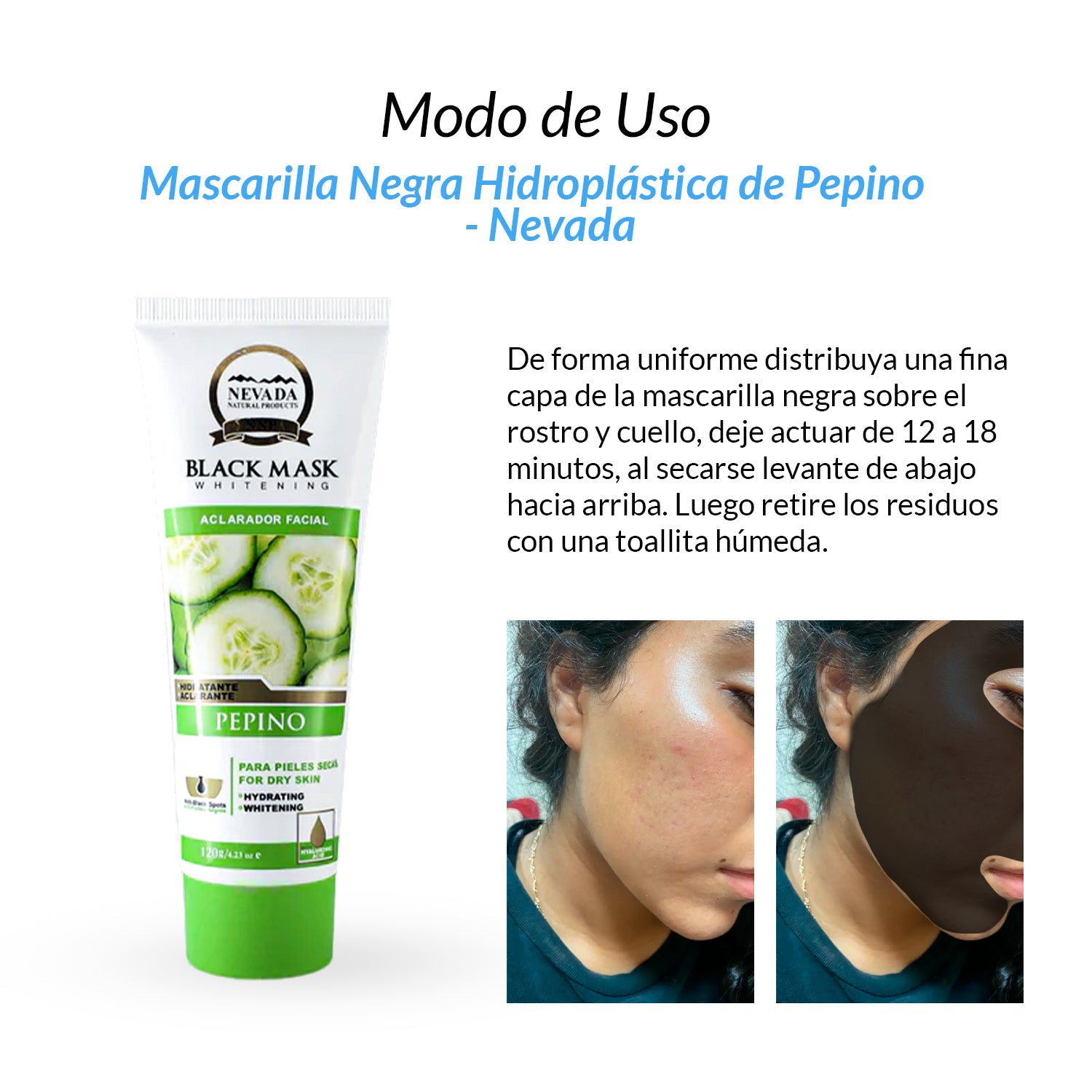 Mascarilla Negra Hidroplástica de Pepino 120gr - Nevada