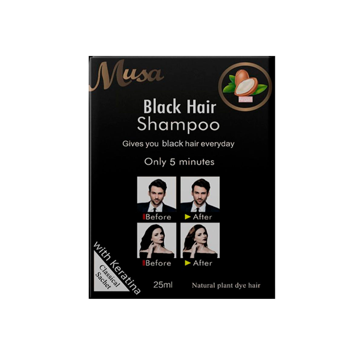 Shampoo Tinte Negro 1N 25mlx10 en Sachets - Musa