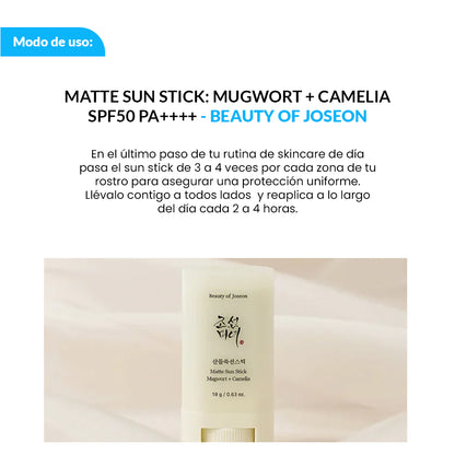 Beauty of Joseon Protector Solar en Barra – Acabado Mate y Hidratante – Camellia SPF 50+ 18g