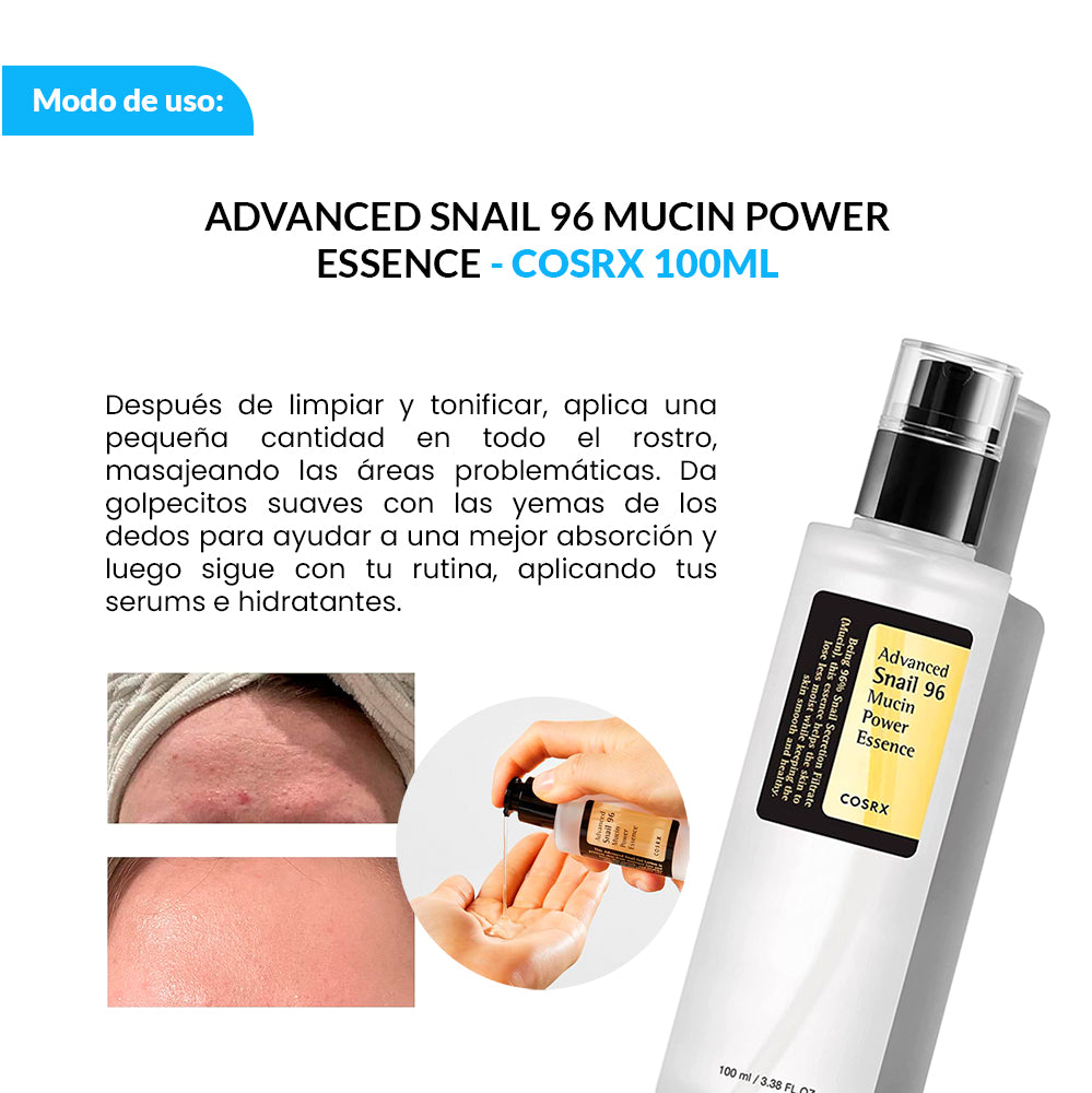 🐌 COSRX Esencia Facial Hidratante Reparadora – Snail 96 Mucin Power Essence 100ml + Regalo