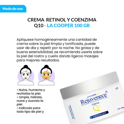 La Cooper – Crema Facial Rejuvenece Plus Q10 + Retinol + Coenzima – 100g