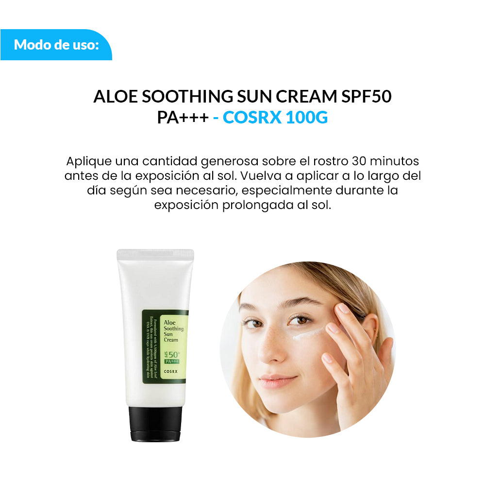 COSRX Protector Solar Hidratante Calmante – Aloe Soothing Sun Cream SPF50+ PA+++ 50ml
