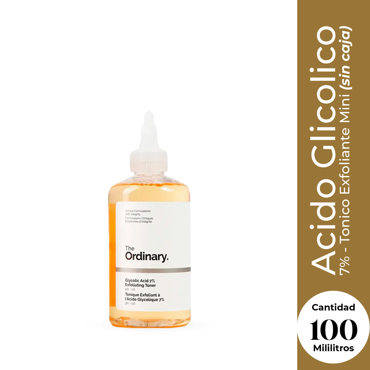 The Ordinary - Tónico Exfoliante – Glycolic Acid 7% Exfoliating Toner 100ml (Sin caja)