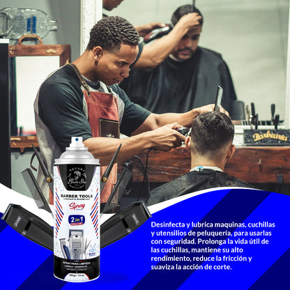 Barber Tools - Spray Lubricante Desinfectante 2 en 1 – Alto Rendimiento y Protección – 285g