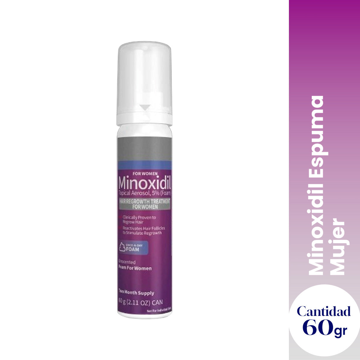 Kirkland – Estimula el Crecimiento Capilar Femenino – Minoxidil Espuma 5% Mujer 60ml