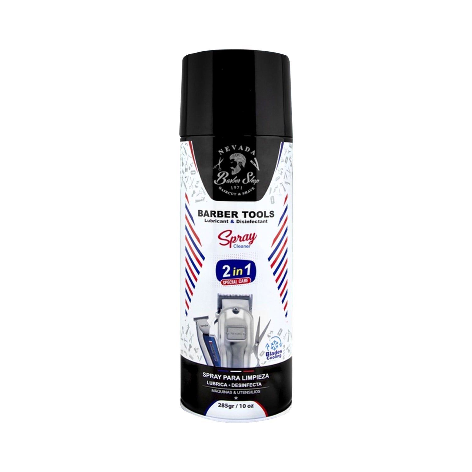 Barber Tools - Spray Lubricante Desinfectante 2 en 1 – Alto Rendimiento y Protección – 285g