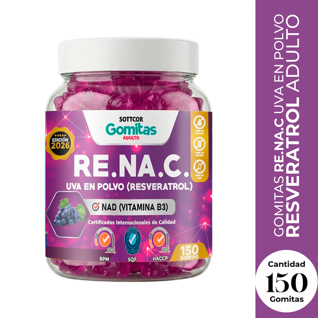 GOMITAS RE.NA.C UVA EN POLVO RESVERATROL ADULTO - SOTTCOR