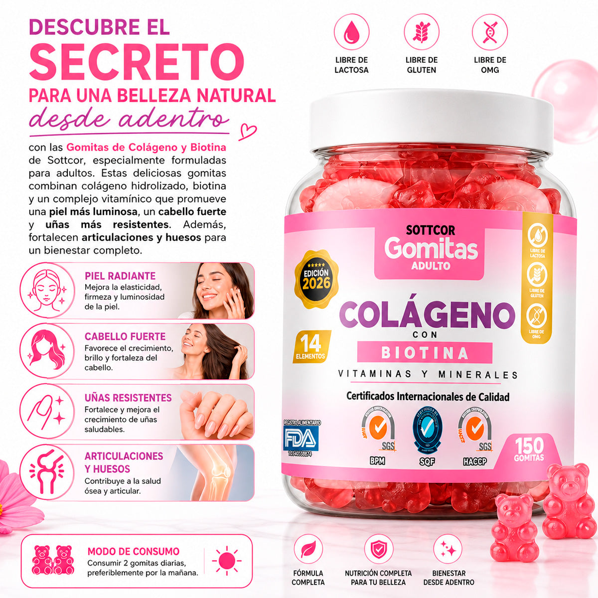 Gomitas Adultos Colágeno y Biotina - Sottcor