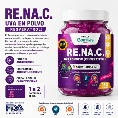 GOMITAS RE.NA.C UVA EN POLVO RESVERATROL ADULTO - SOTTCOR