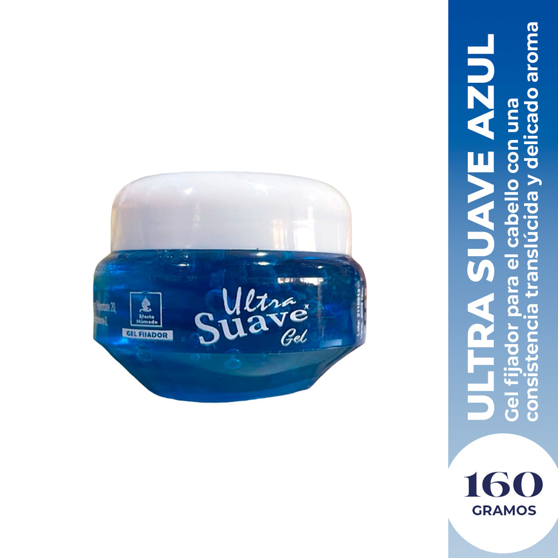 Vena Gel Fijador de Cabello – Fijación Ligera y Textura Suave – Azul Ultra Suave 160g