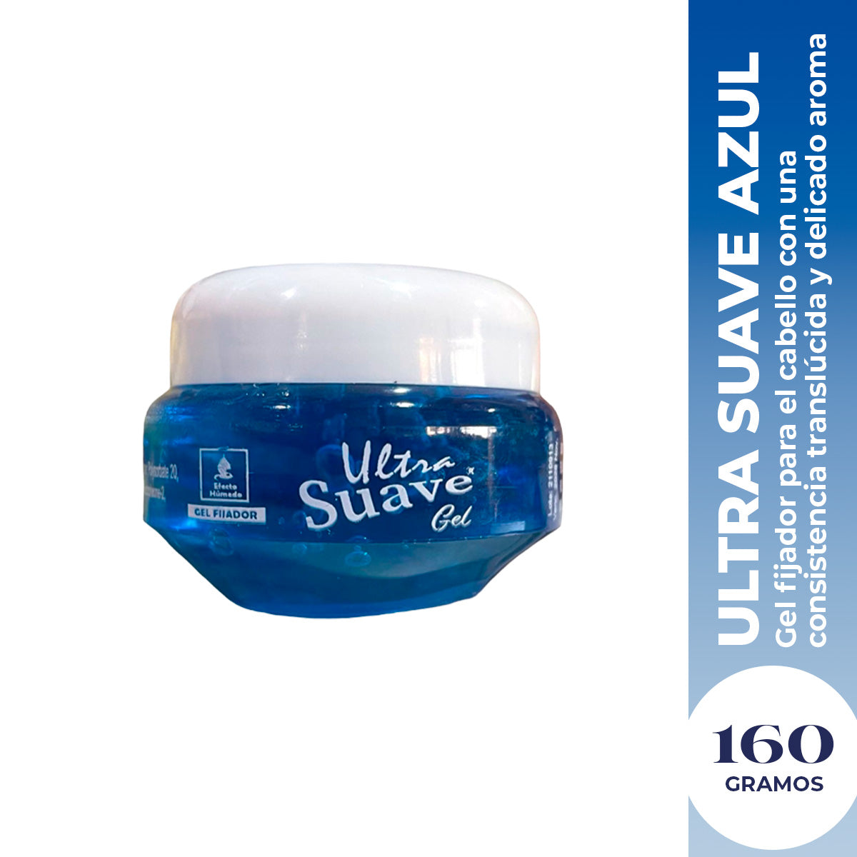 Vena Gel Fijador de Cabello – Fijación Ligera y Textura Suave – Azul Ultra Suave 160g