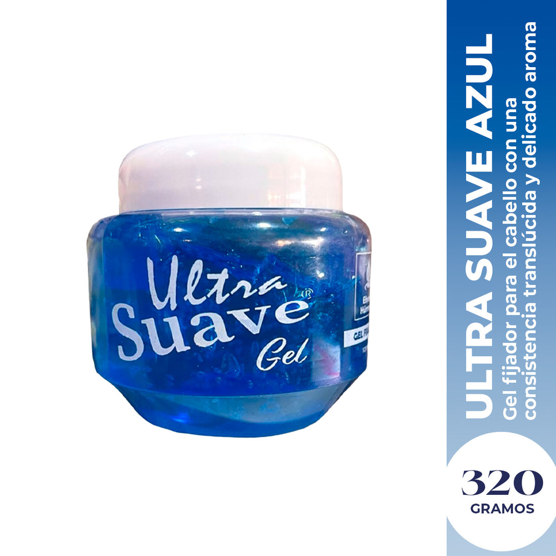 Vena Gel Fijador de Cabello – Fijación Ligera y Textura Suave – Azul Ultra Suave 320g