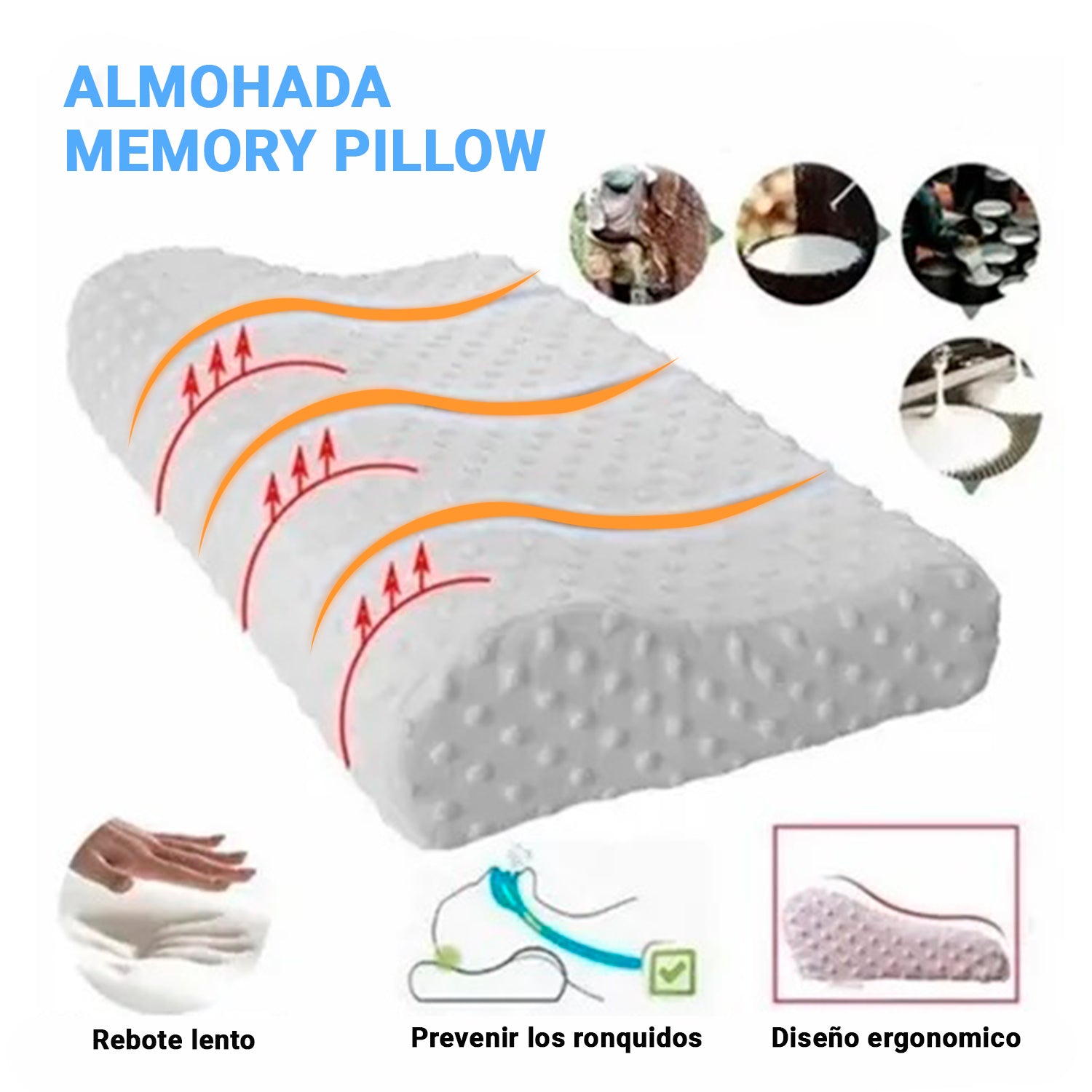Memory Pillow – Almohada Viscoelástica Ortopédica – Ergonómica y Cervical
