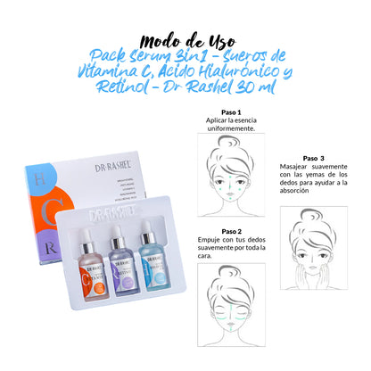 LIQUIDACIÓN ! Dr. Rashel Set 3 Sueros Faciales Vitamina C + Retinol + Ácido Hialurónico 30ml