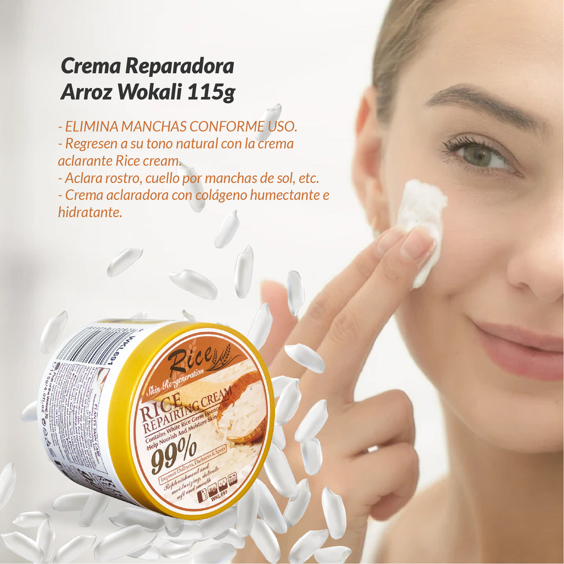Fruit of the Wokali – HIDRATANTE Y NUTRITIVA – CREMA REPARADORA DE ARROZ – 115g