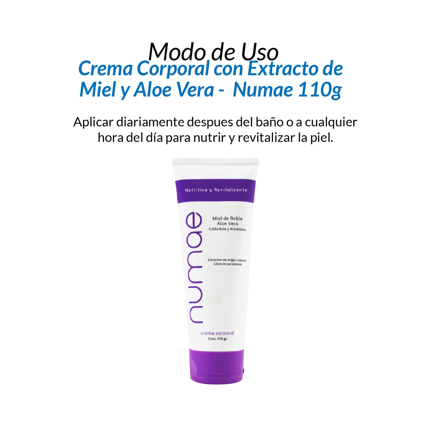 ¡liquidación! Crema Corporal con Extracto de Miel y Aloe Vera - Numae 110g