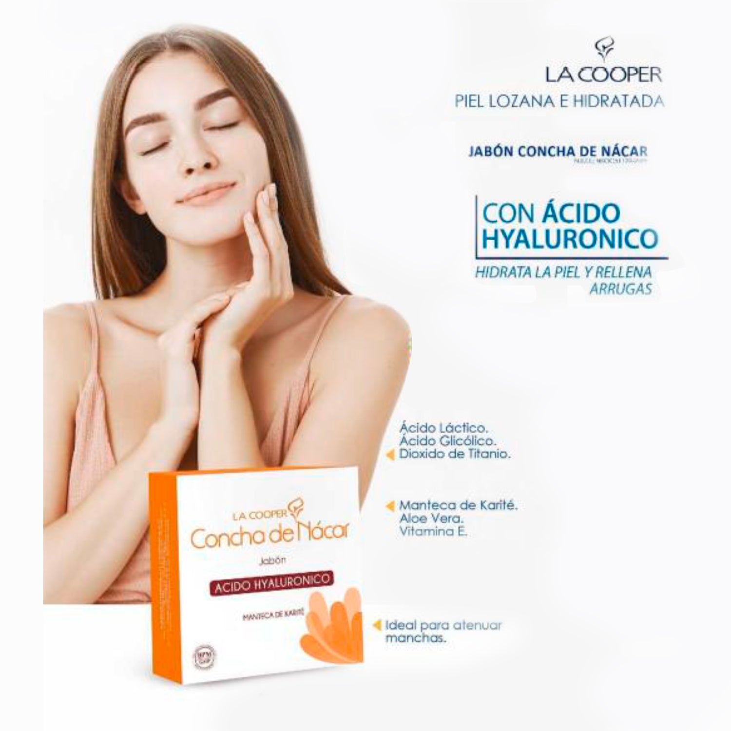 La Cooper Jabón – Hidratación – Concha de Nácar &amp; Ácido Hialurónico 80g
